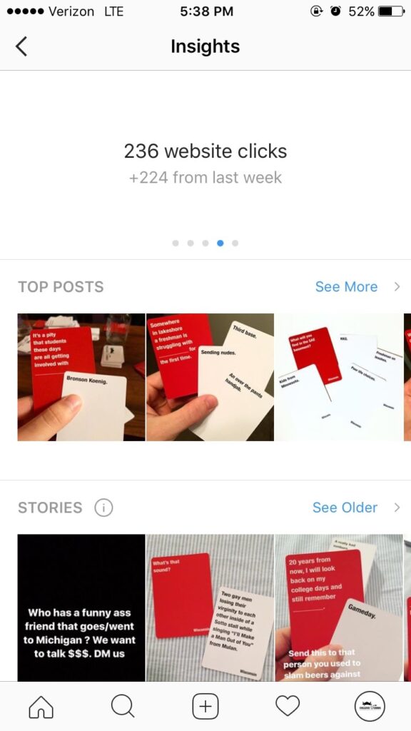 college cards instgram growth hack
